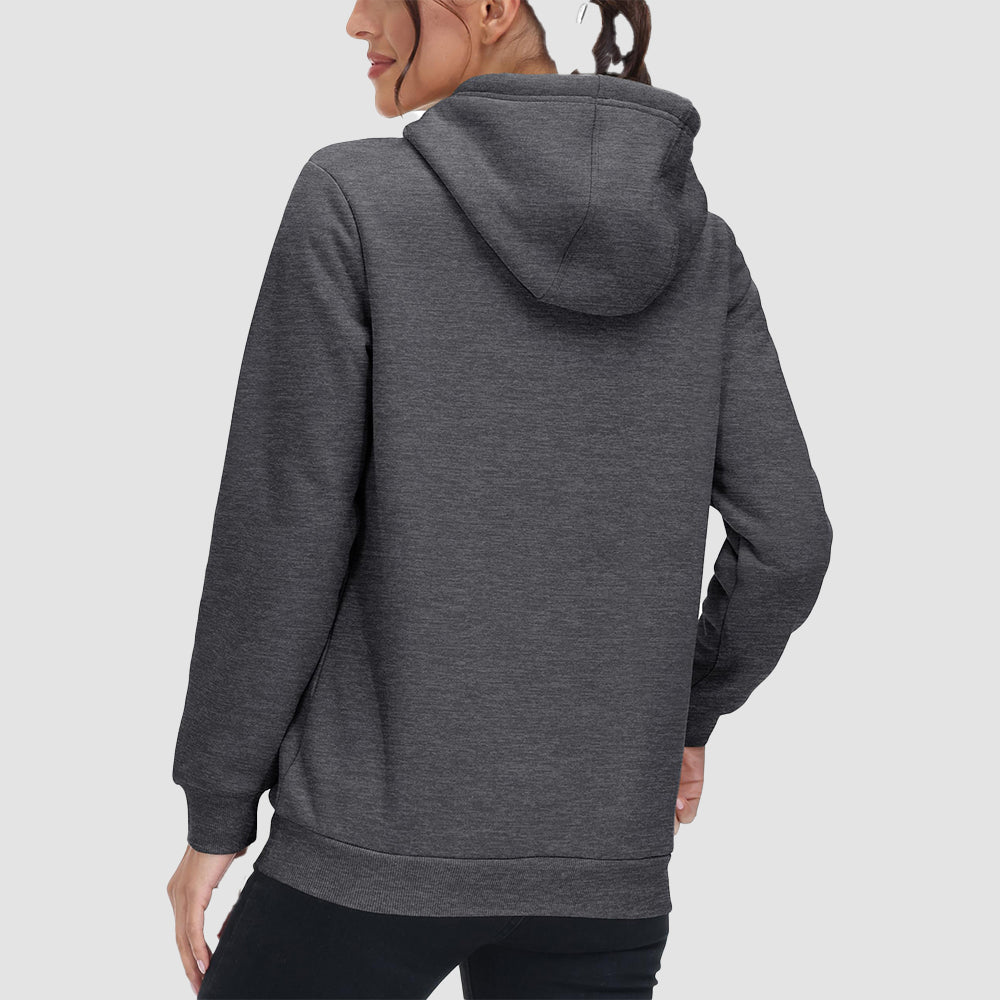Dark Grey Women's Sherpa Hoodie - Fleece Lined & Kangaroo Pocket - MAGCOMSEN