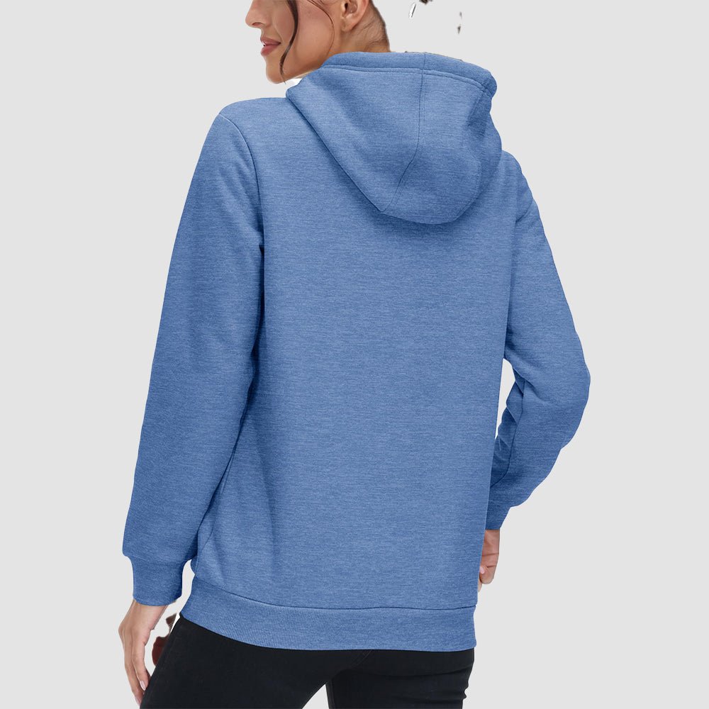 Grey Blue Women's Sherpa Hoodie - Fleece Lined & Kangaroo Pocket - MAGCOMSEN