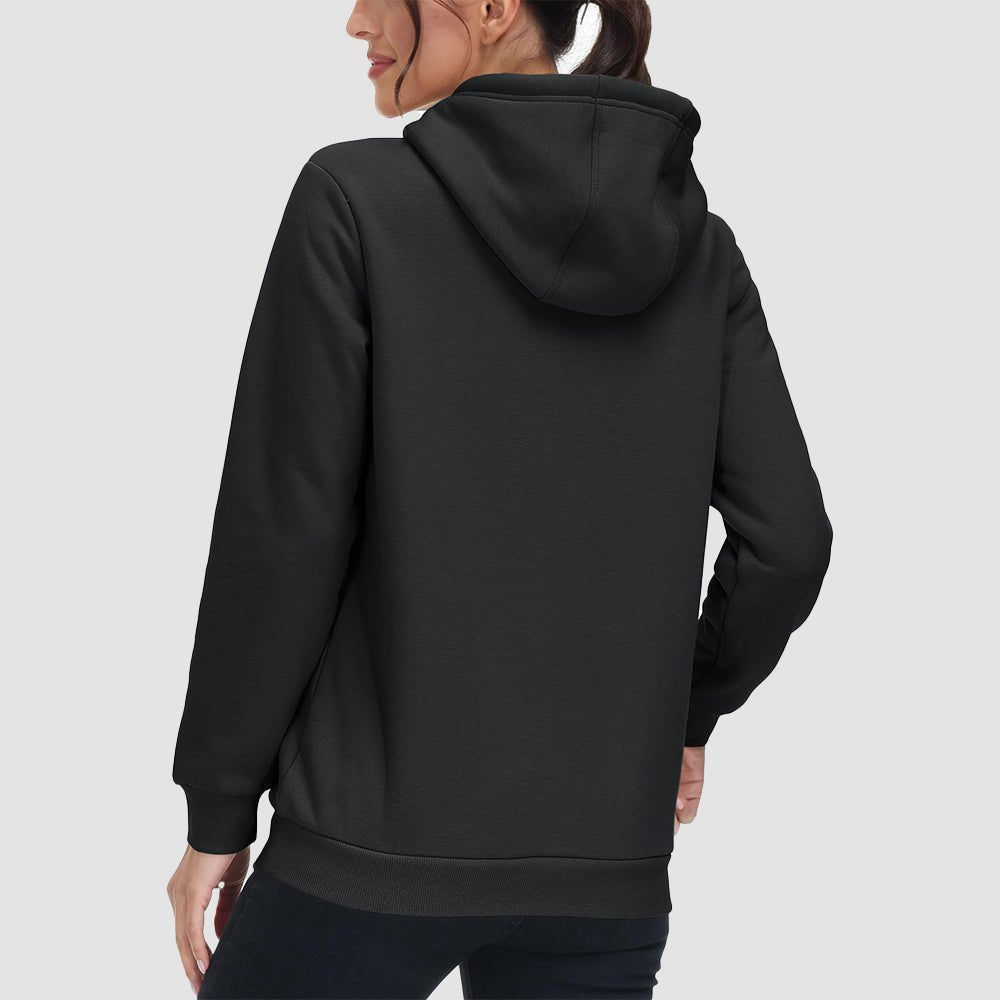 Black Women's Sherpa Hoodie - Fleece Lined & Kangaroo Pocket - MAGCOMSEN