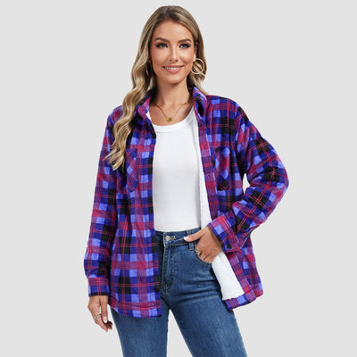 Purple and black MAGCOMSEN Women's Sherpa Lined Flannel Shacket