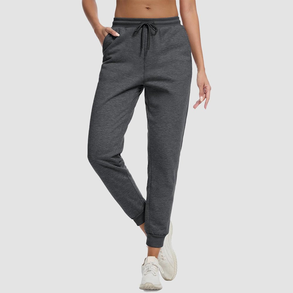 Dark Grey Women's Sherpa Lined Sweatpants Warm Fleece Winter Joggers - MAGCOMSEN