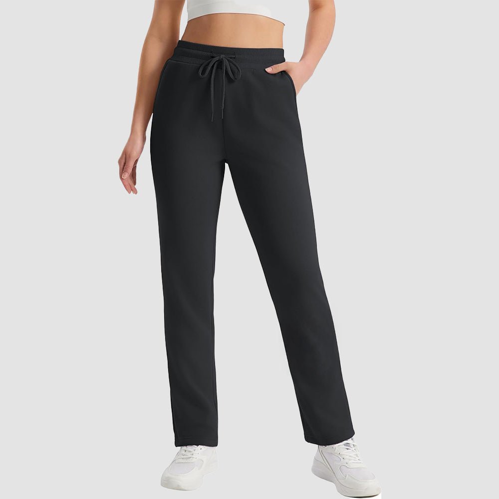 Black Women's Sweatpants Fleece Pants Thermal Winter Pants - MAGCOMSEN