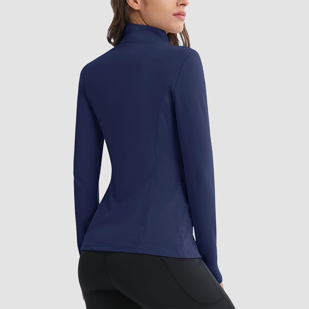 Navy Women's Thermal Quarter Zip Athletic Running Shirt - MAGCOMSEN