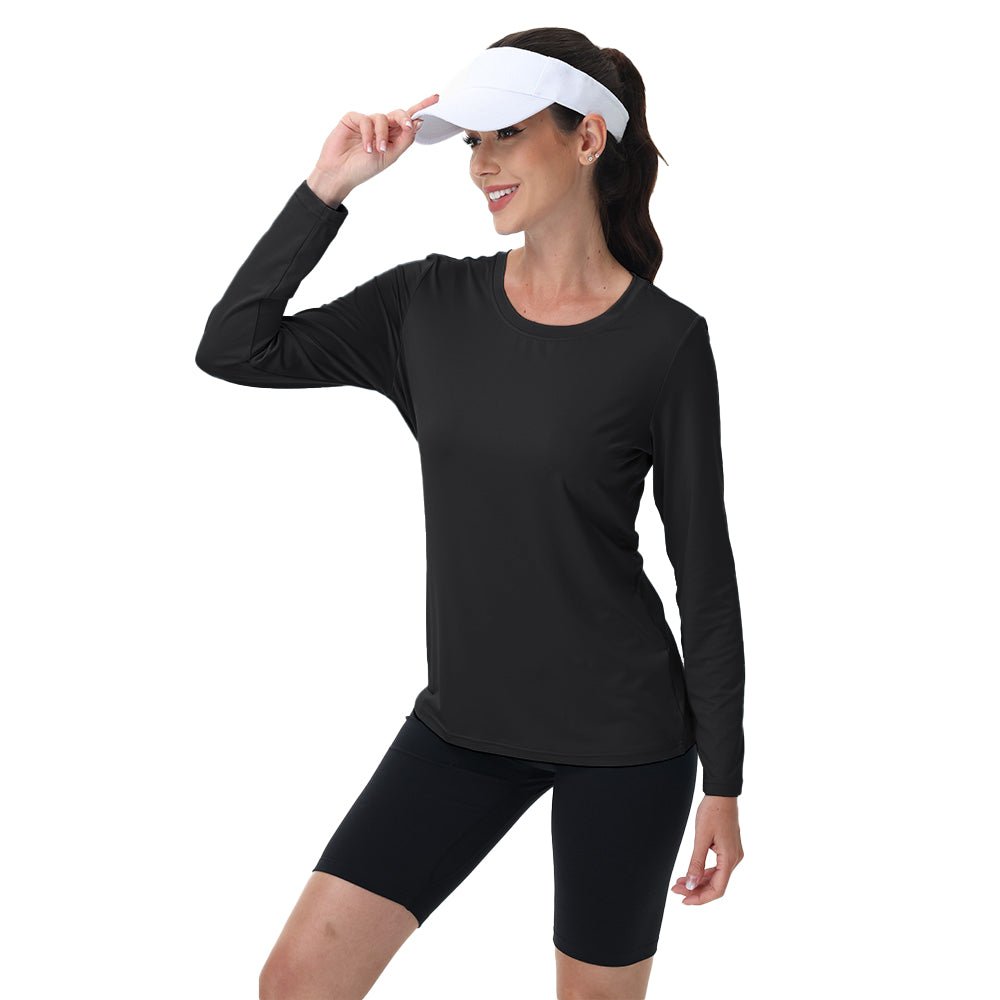 Black Women's UPF 80+ Long Sleeve Sun Protection Quick - Dry Shirt - MAGCOMSEN