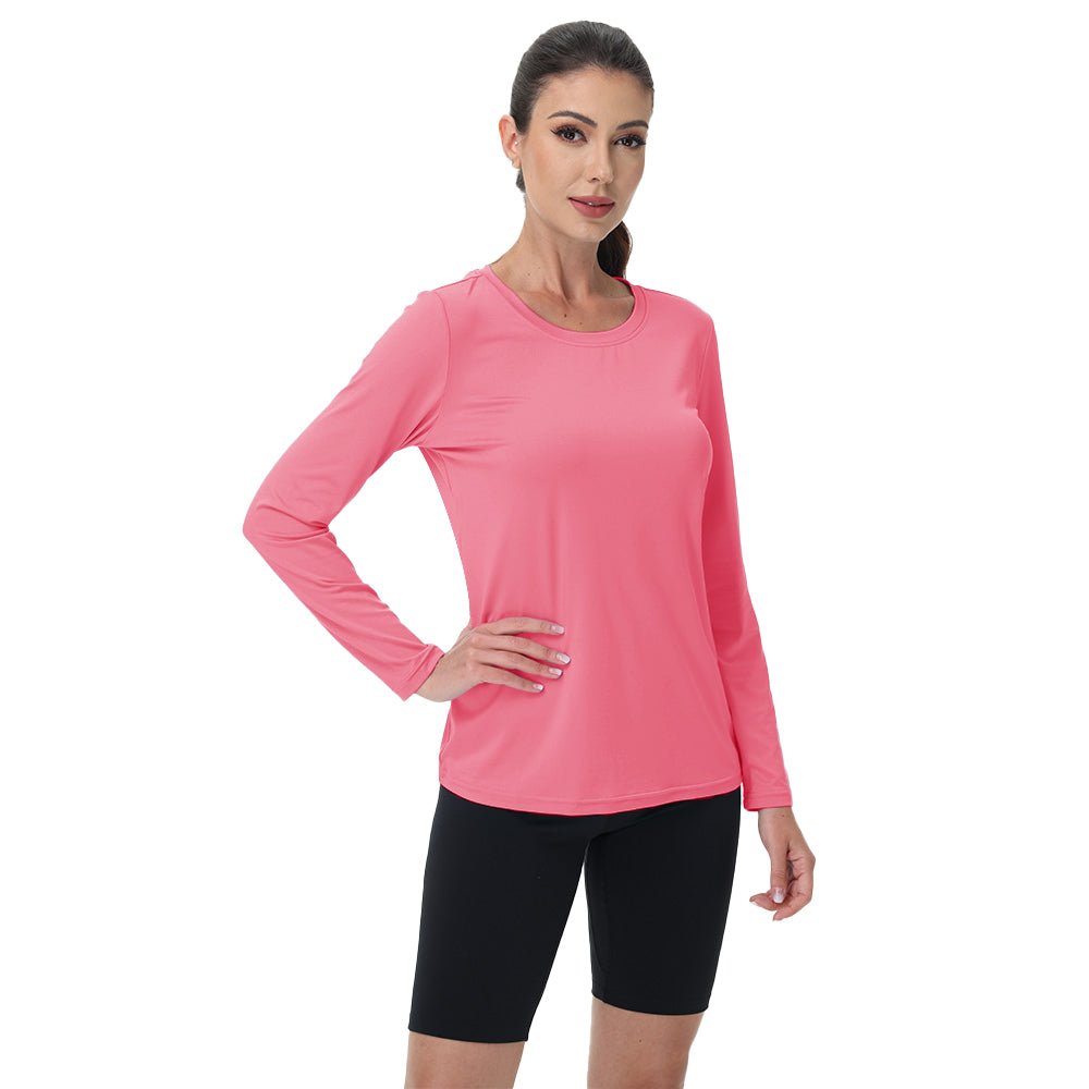 Women's UPF 80+ Long Sleeve Sun Protection Quick-Dry Shirt White by MAGCOMSEN #Color_Rose