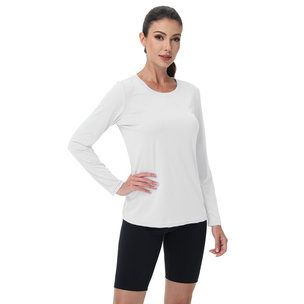 Women's UPF 80+ Long Sleeve Sun Protection Quick-Dry Shirt White by MAGCOMSEN #Color_White