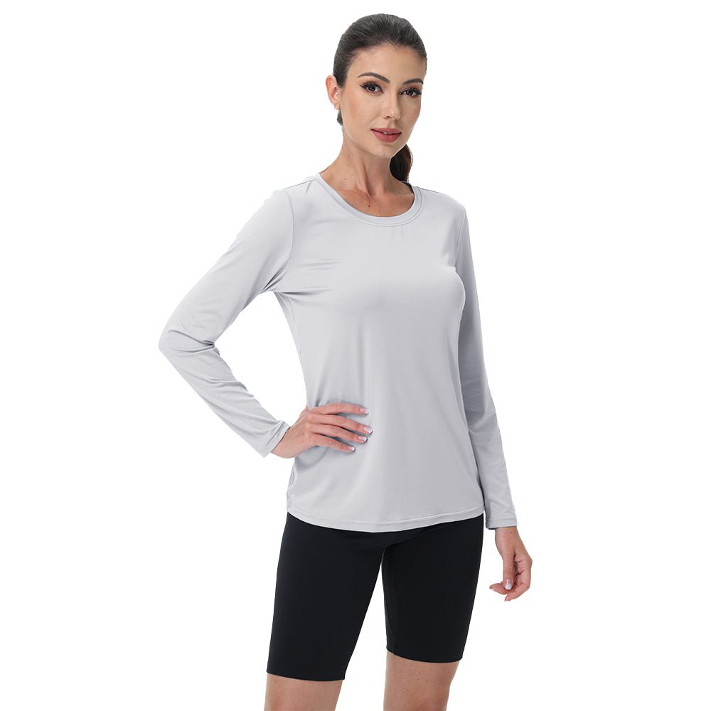 Light Grey Women's UPF 80+ Long Sleeve Sun Protection Quick - Dry Shirt - MAGCOMSEN