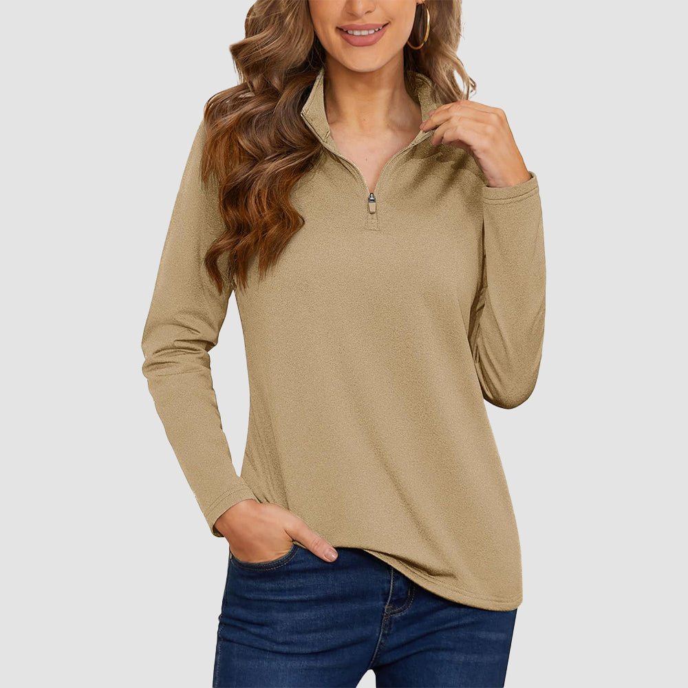 Khaki Women's UPF50+ Sun Shirt - Long Sleeve Quick Dry - MAGCOMSEN