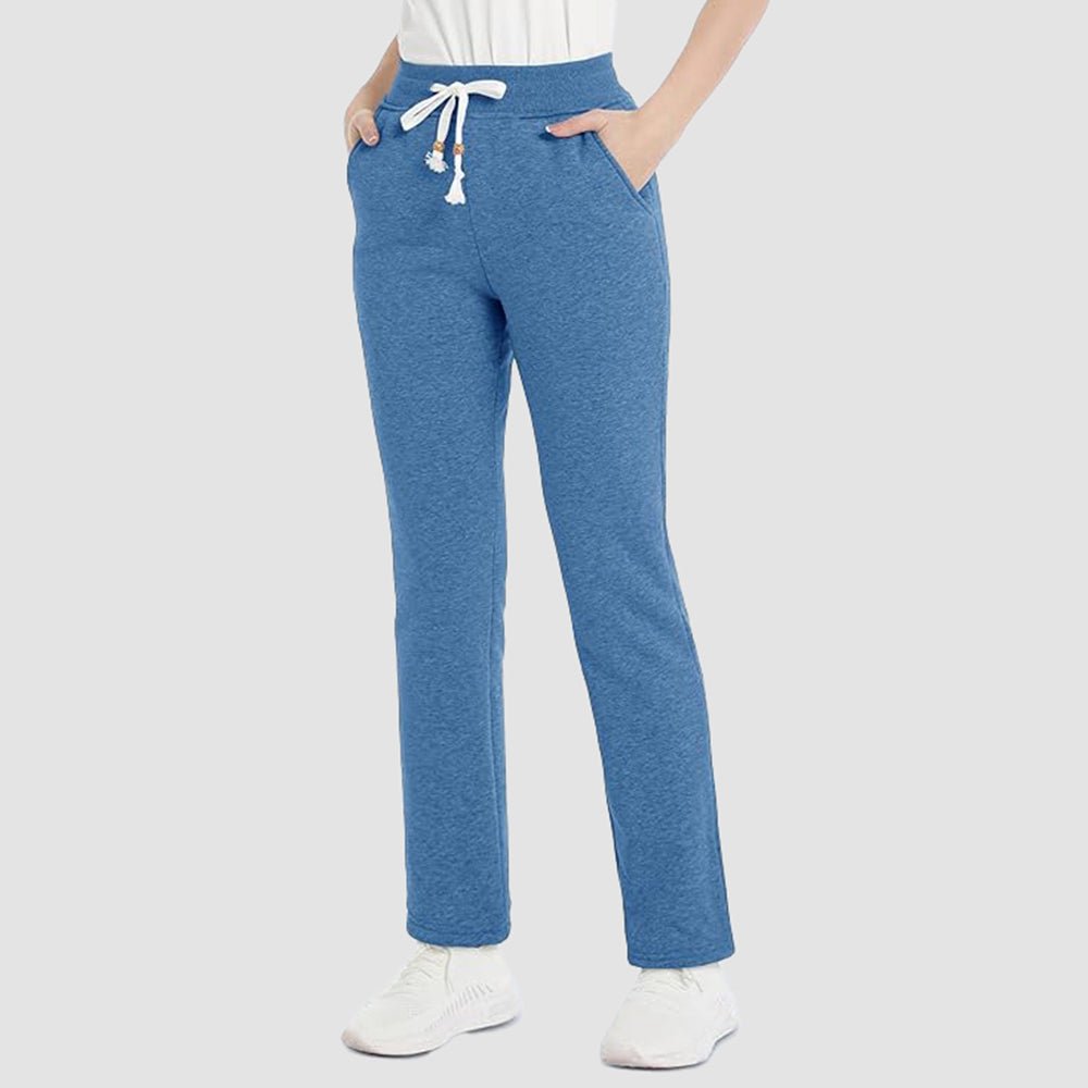 Blue Women's Warm Sherpa Lined Jogger Pants with 3 Pockets - MAGCOMSEN