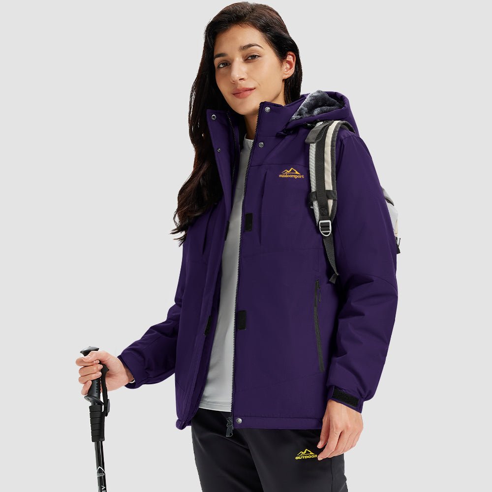 Deep Purple Women's Waterproof Ski Jacket - Warm Fleece Lined Winter Snow Coat with Hood - MAGCOMSEN
