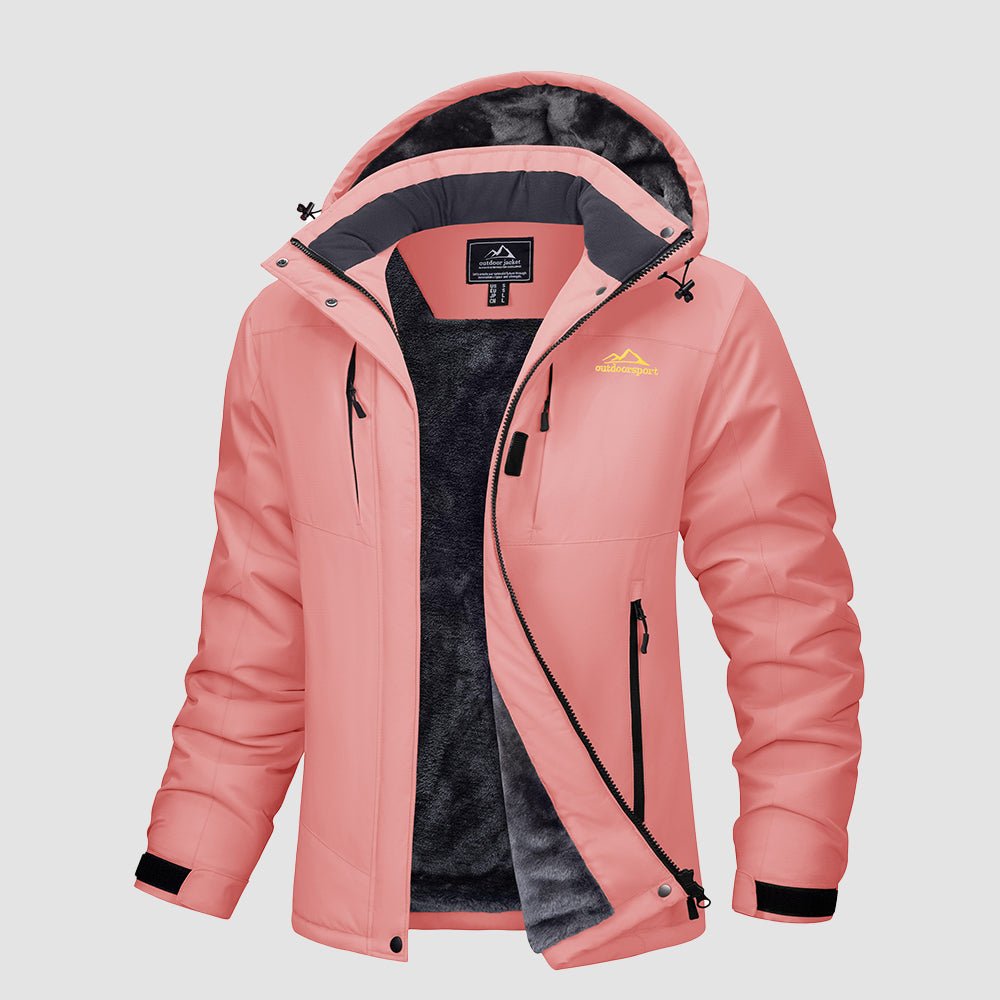 Light Blue Women's Waterproof Ski Jacket - Warm Fleece Lined Winter Snow Coat with Hood - MAGCOMSEN