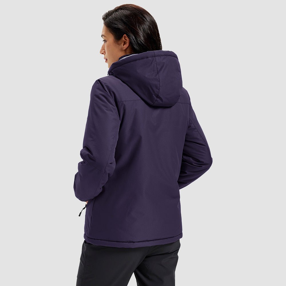 Deep Purple Women's Waterproof Ski Jacket - Warm Fleece Lined Winter Snow Coat with Hood - MAGCOMSEN