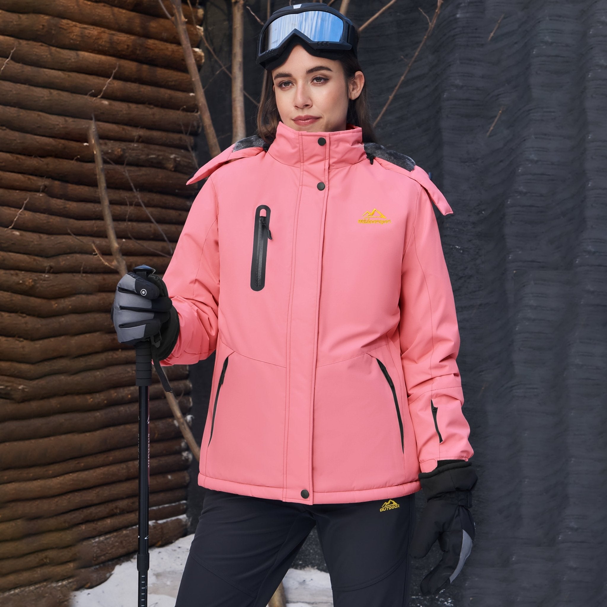 Pink Women's Windproof & Waterproof Snow Ski Winter Jacket - MAGCOMSEN