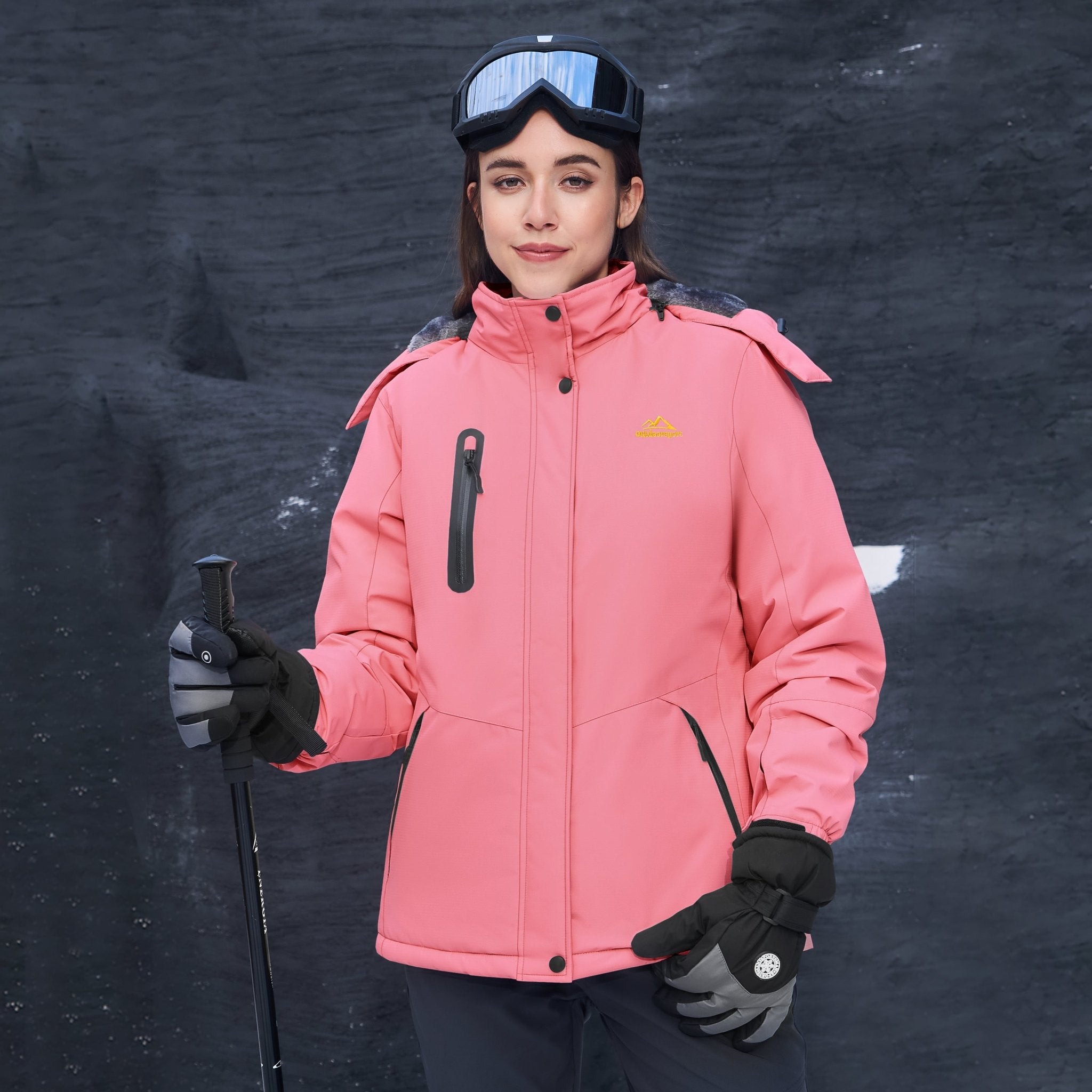 Pink Women's Windproof & Waterproof Snow Ski Winter Jacket - MAGCOMSEN