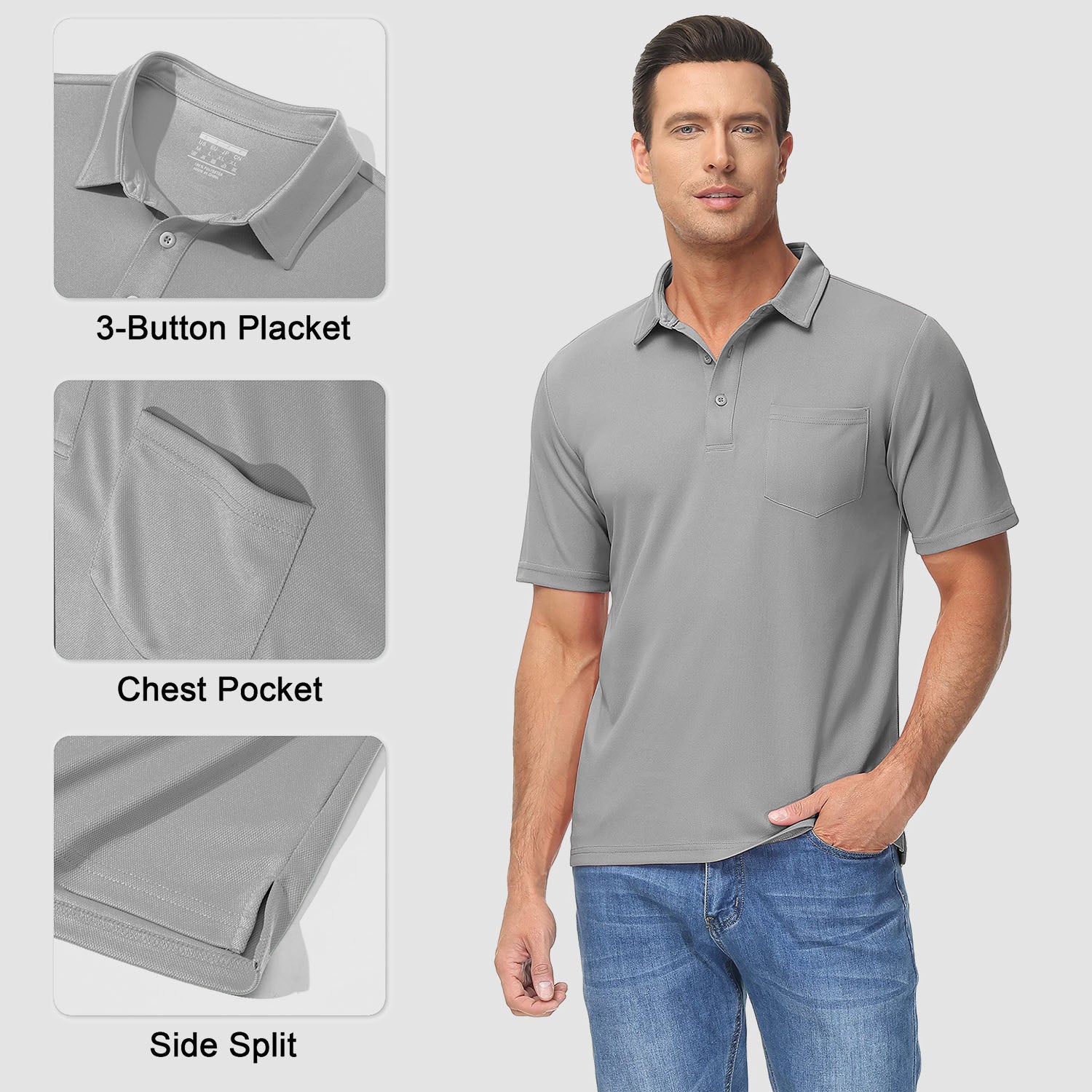 Polo Shirts for Men Short Sleeve  Golf Shirts Quick Dry with Pocket