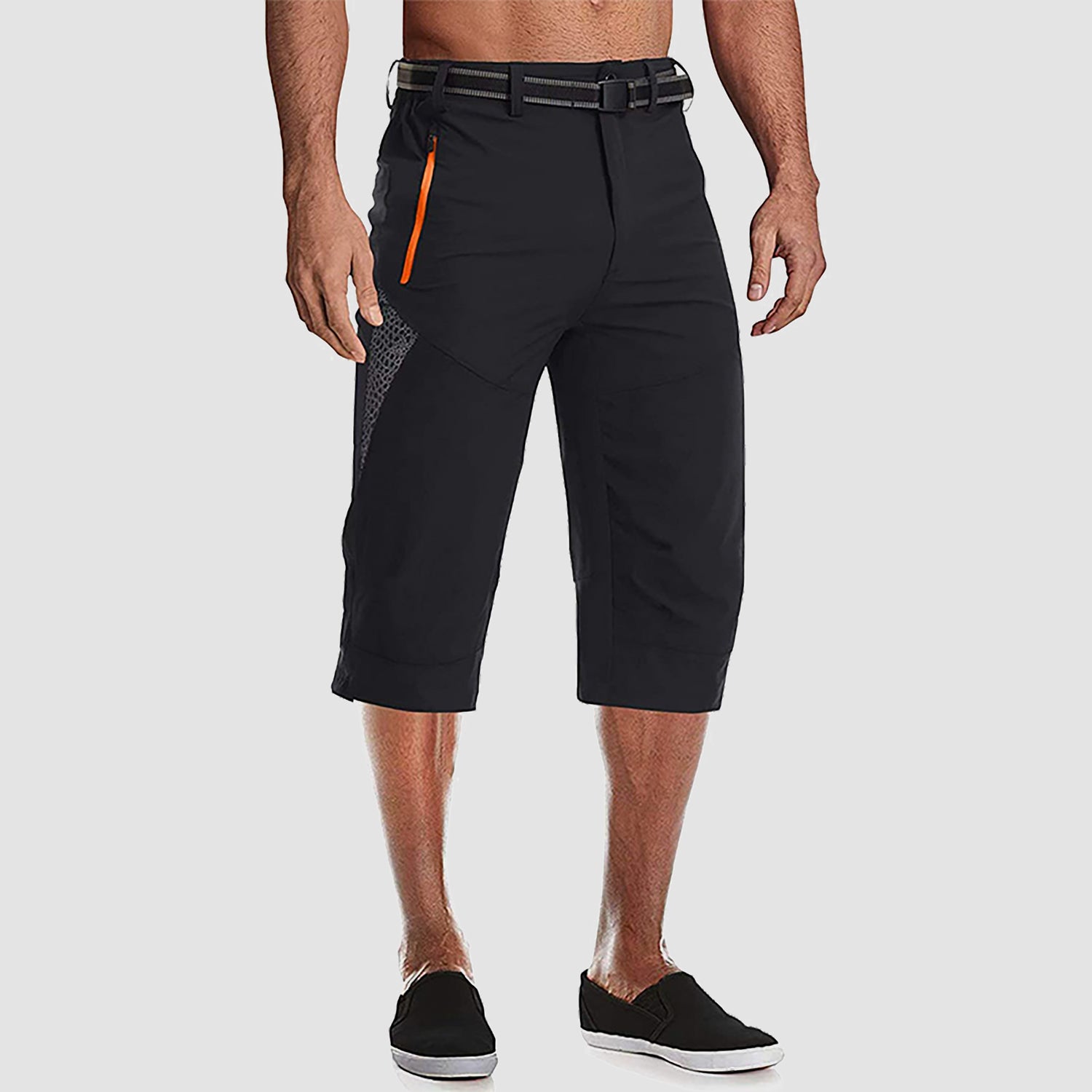 Men Summer Thin Quick Dry Below Knee Zip Pocket Cargo Shorts for Hiking Fishing Mountaineering