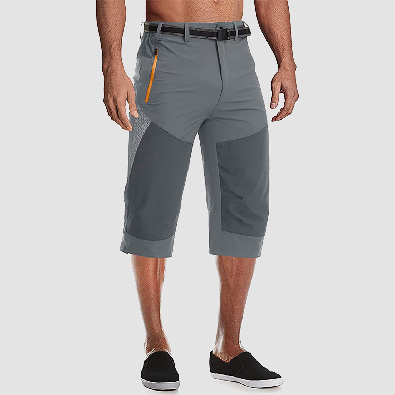 Men Summer Thin Quick Dry Below Knee Zip Pocket Cargo Shorts for Hiking Fishing Mountaineering