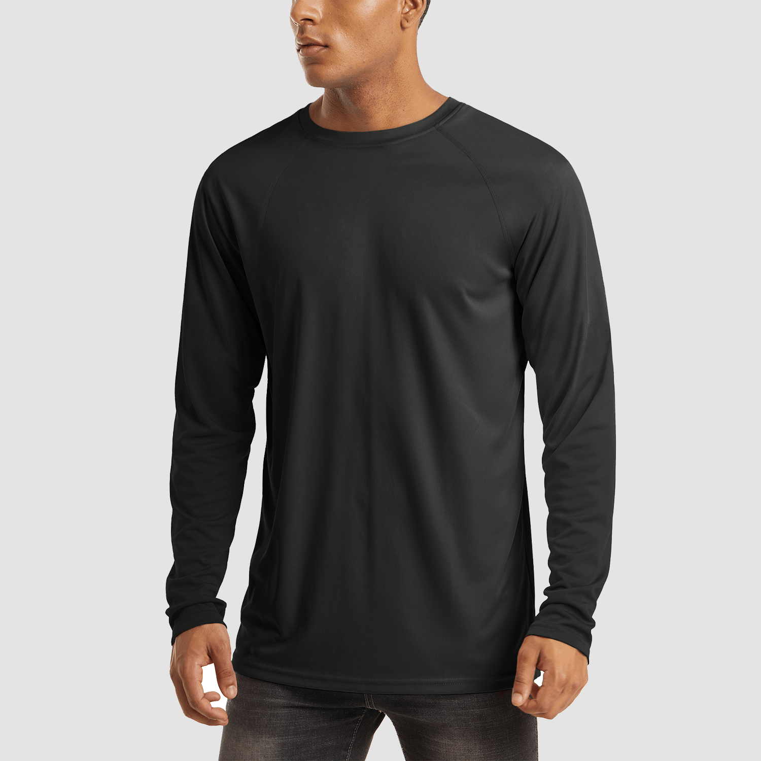 Black Men's UPF 50+ Quick Dry Shirt - Sun Protection for Hiking - MAGCOMSEN #Color_Black