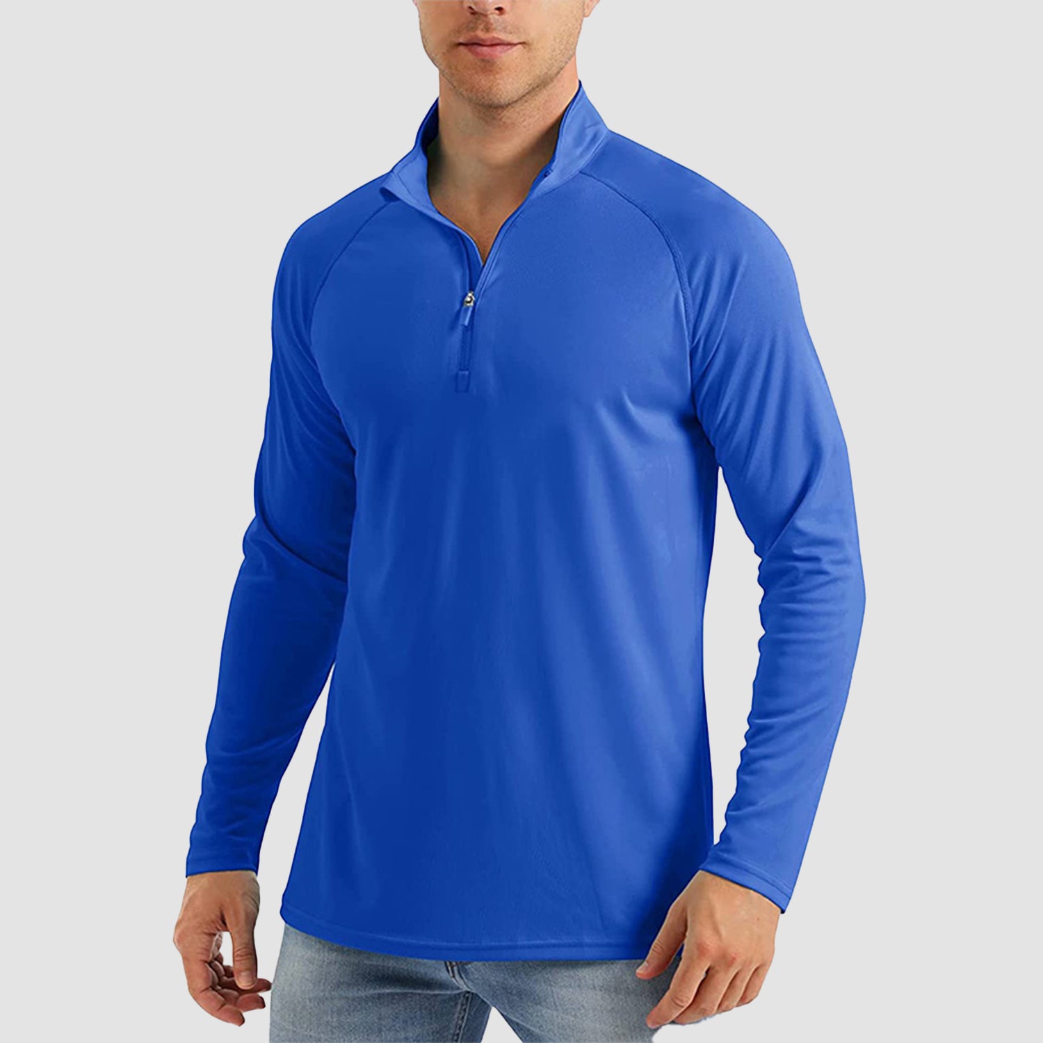 Men's UPF 50 Quick Dry Shirts 1/4 Zip Breathable Long Sleeve Shirts for Outdoor Sports