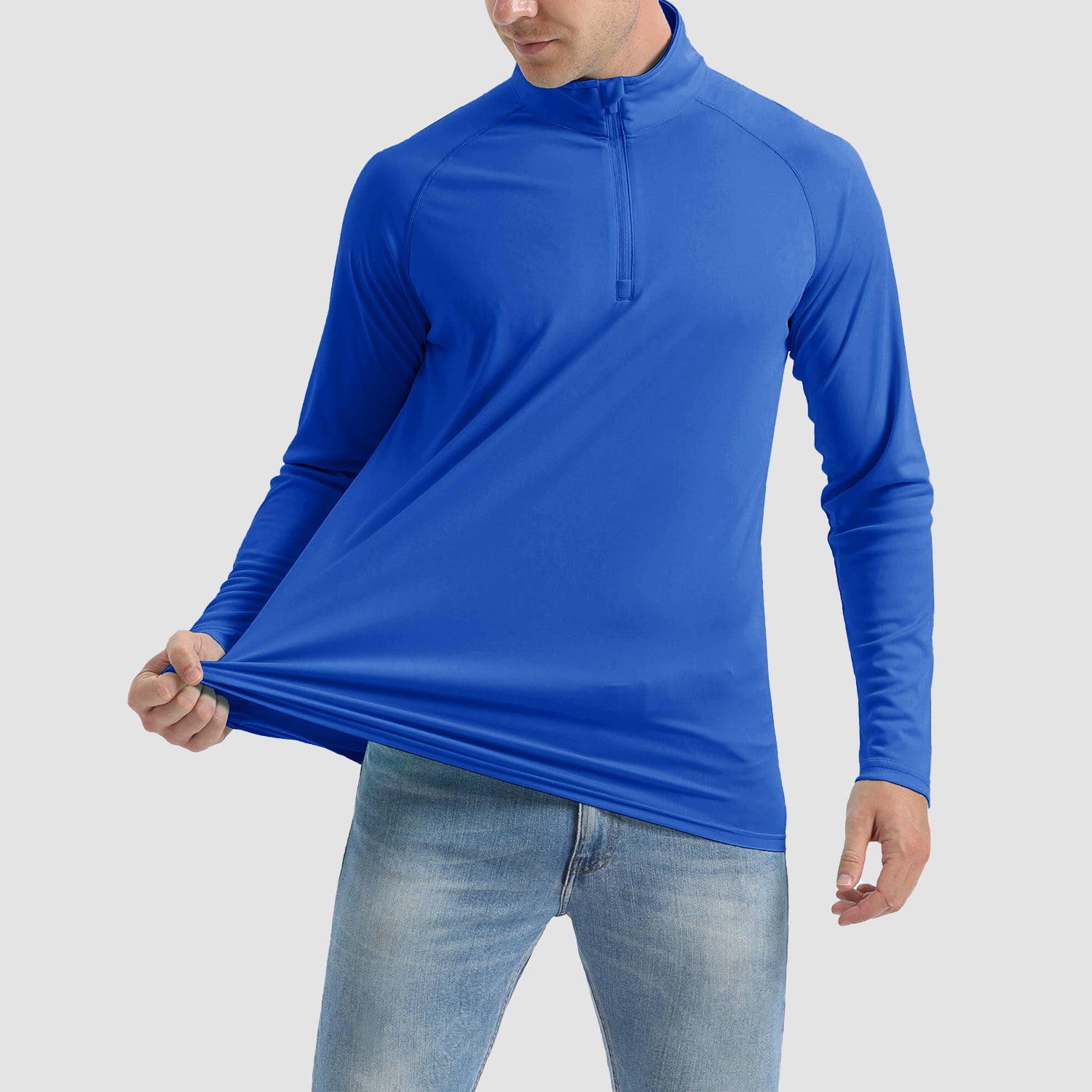 Men's UPF 50 Quick Dry Shirts 1/4 Zip Breathable Long Sleeve Shirts for Outdoor Sports