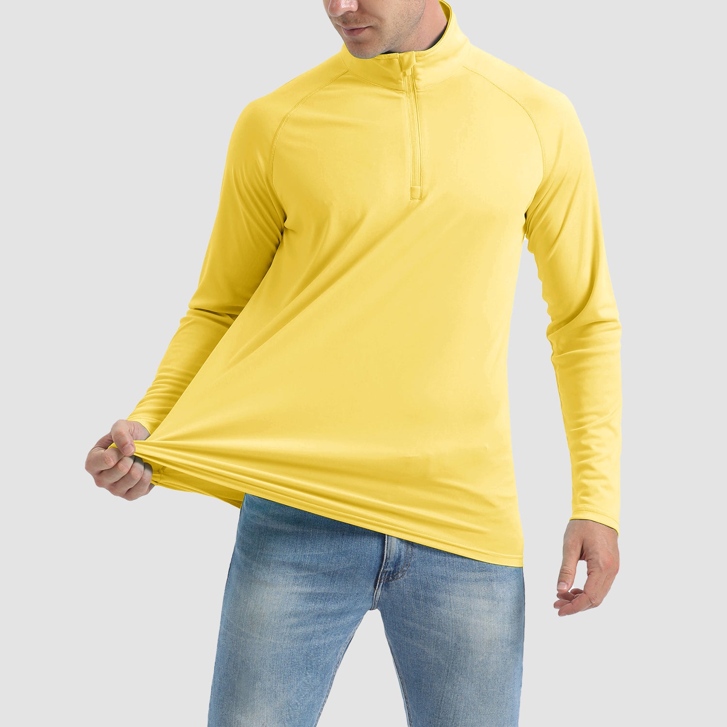 Men's UPF 50 Quick Dry Shirts 1/4 Zip Breathable Long Sleeve Shirts for Outdoor Sports