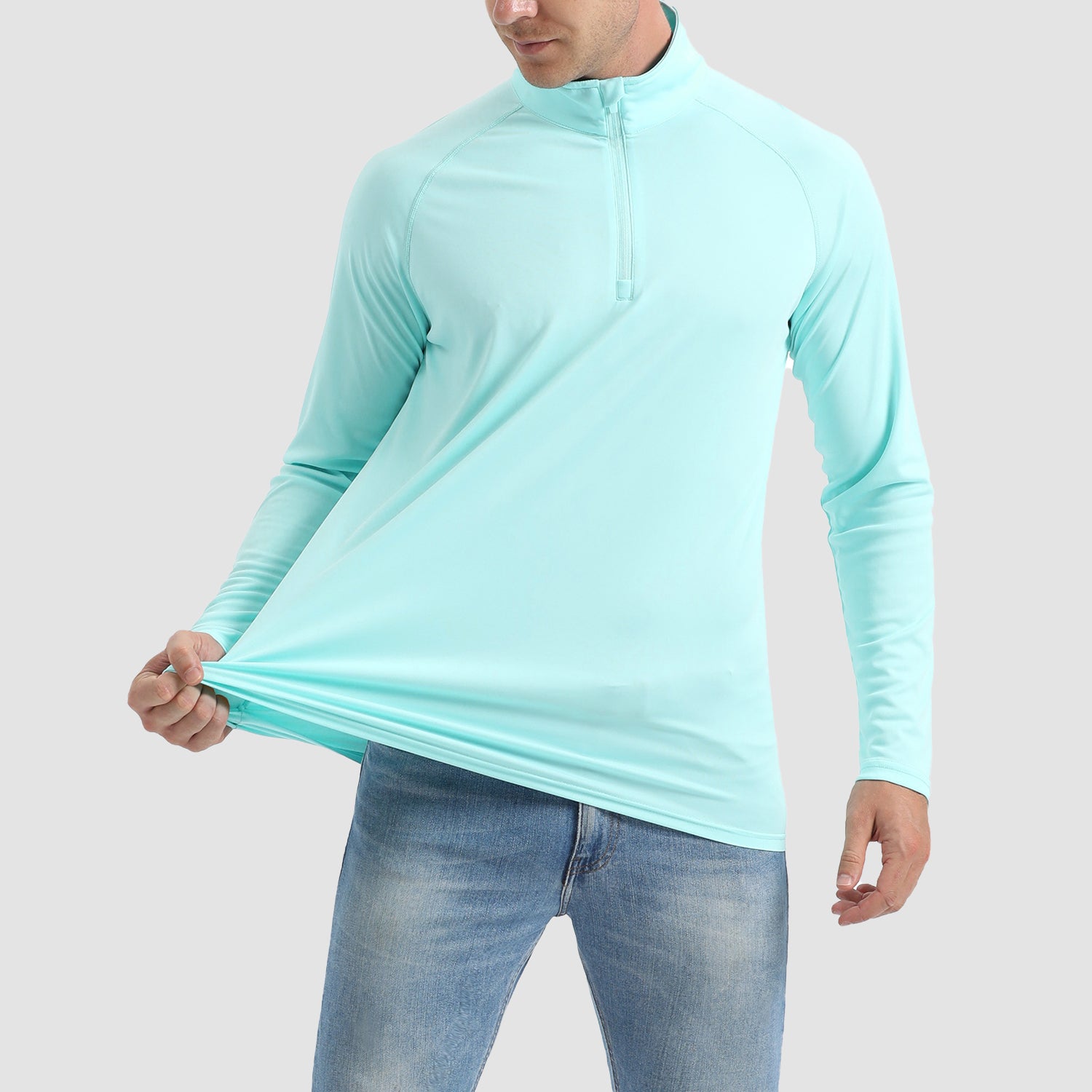 Men's UPF 50 Quick Dry Shirts 1/4 Zip Breathable Long Sleeve Shirts for Outdoor Sports