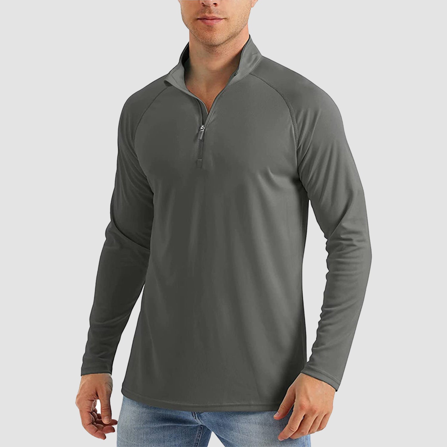 Men's UPF 50 Quick Dry Shirts 1/4 Zip Breathable Long Sleeve Shirts for Outdoor Sports