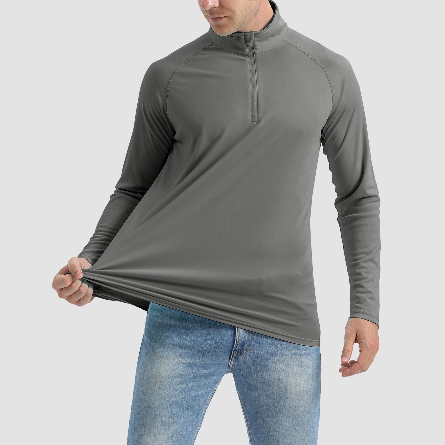 Men's UPF 50 Quick Dry Shirts 1/4 Zip Breathable Long Sleeve Shirts for Outdoor Sports