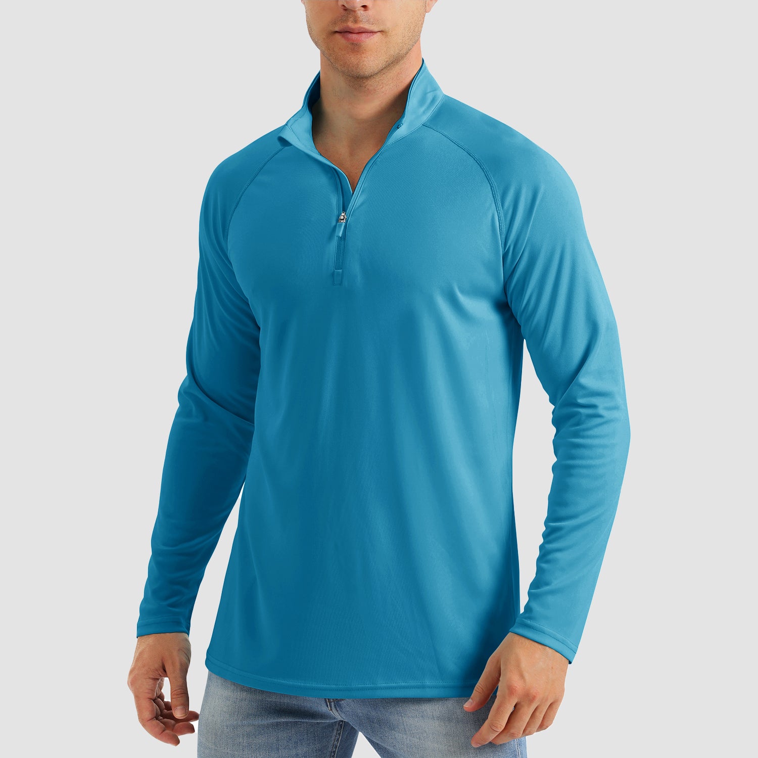 Men's UPF 50 Quick Dry Shirts 1/4 Zip Breathable Long Sleeve Shirts for Outdoor Sports
