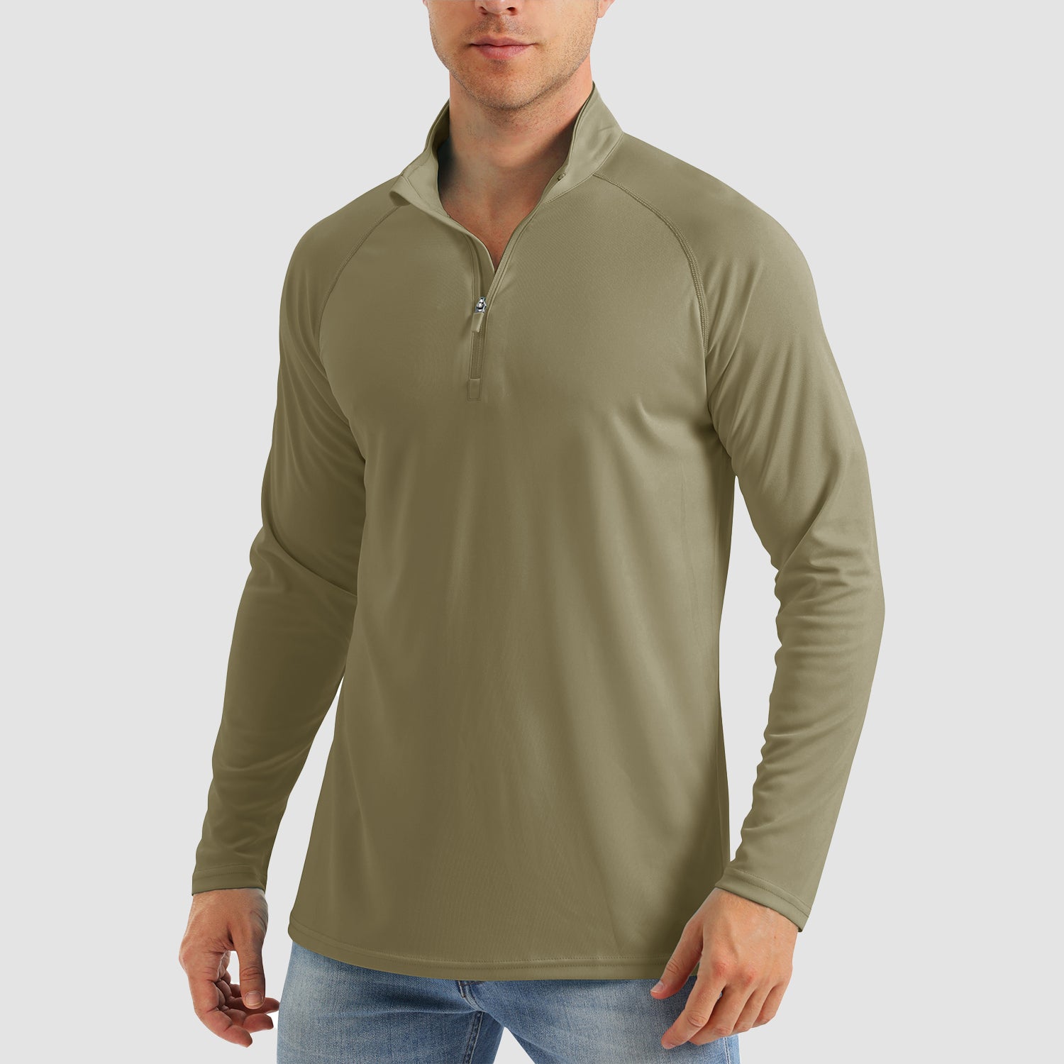 Men's UPF 50 Quick Dry Shirts 1/4 Zip Breathable Long Sleeve Shirts for Outdoor Sports