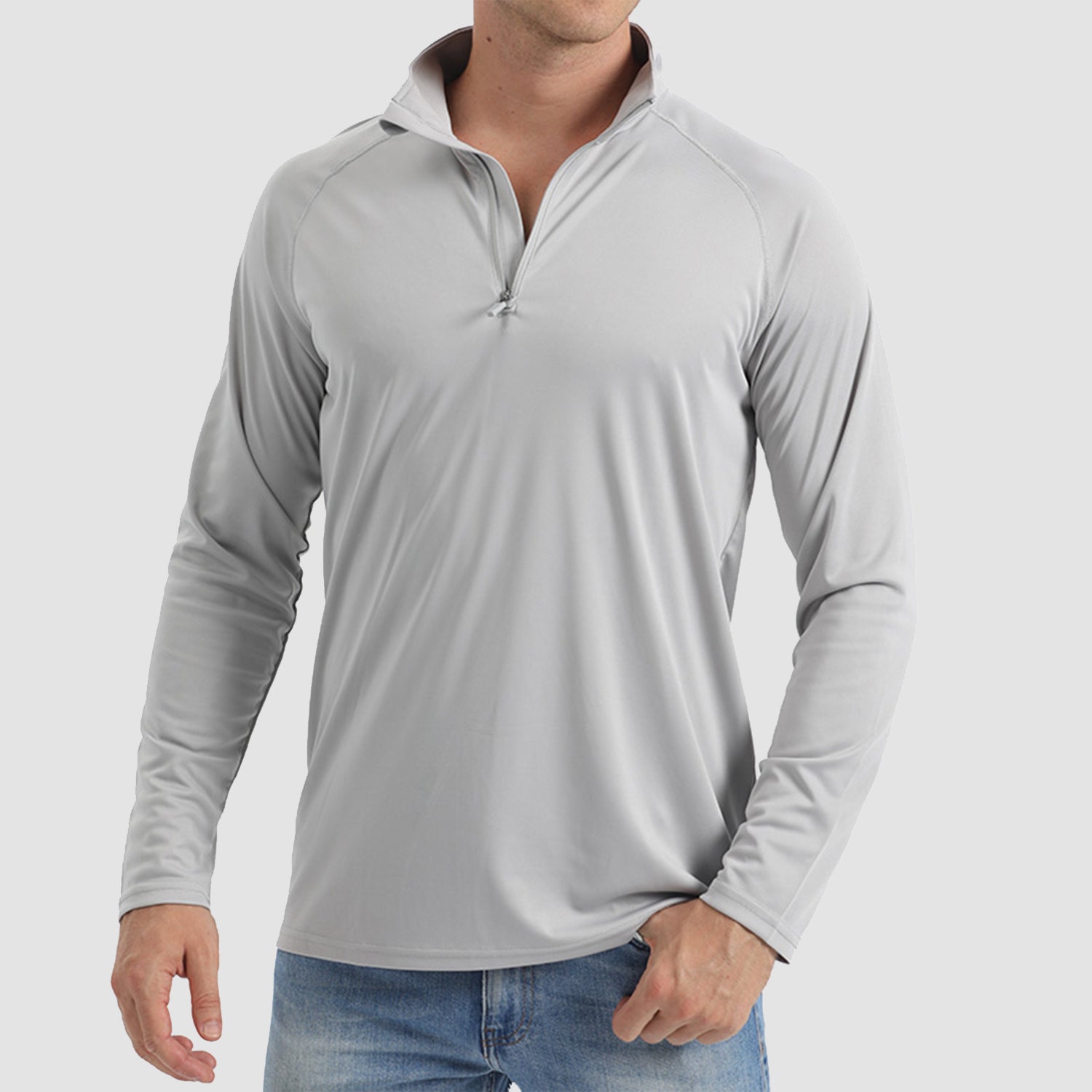Men's UPF 50 Quick Dry Shirts 1/4 Zip Breathable Long Sleeve Shirts for Outdoor Sports