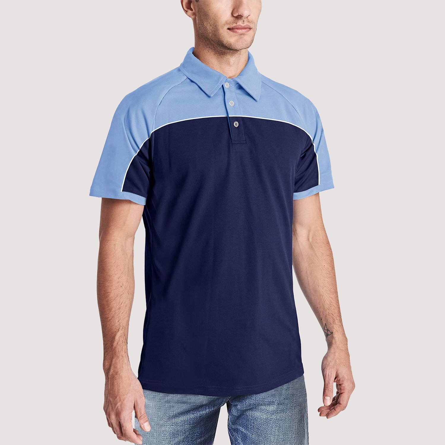 Men's Outdoor Golf Polo Shirts Short Sleeve 3 Button Quick Dry Casucal Polo T-Shirts