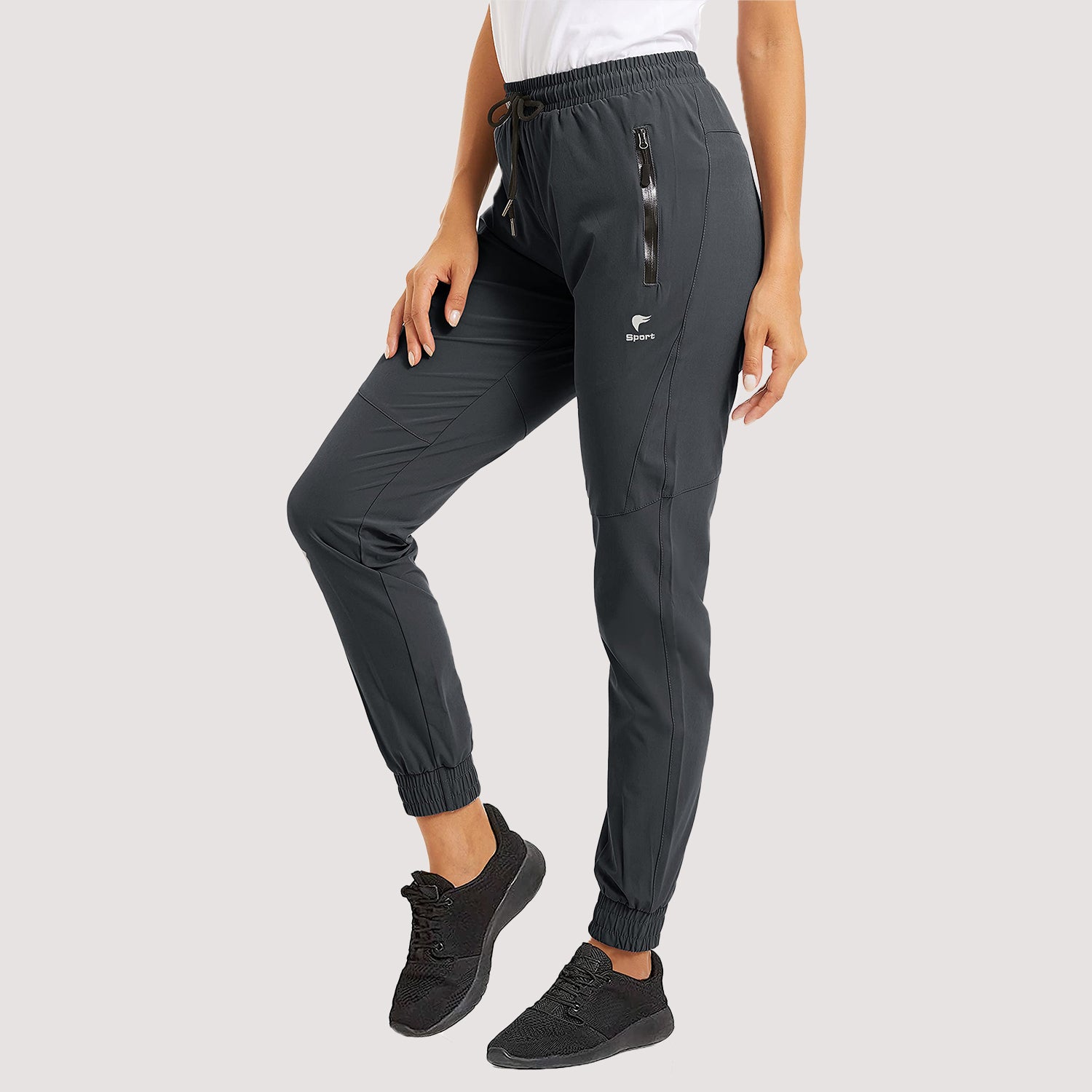 Women's Quick Dry Joggers Running Pants with 2 Zipper Pockets Sweatpants for Workout, Gym, Hiking