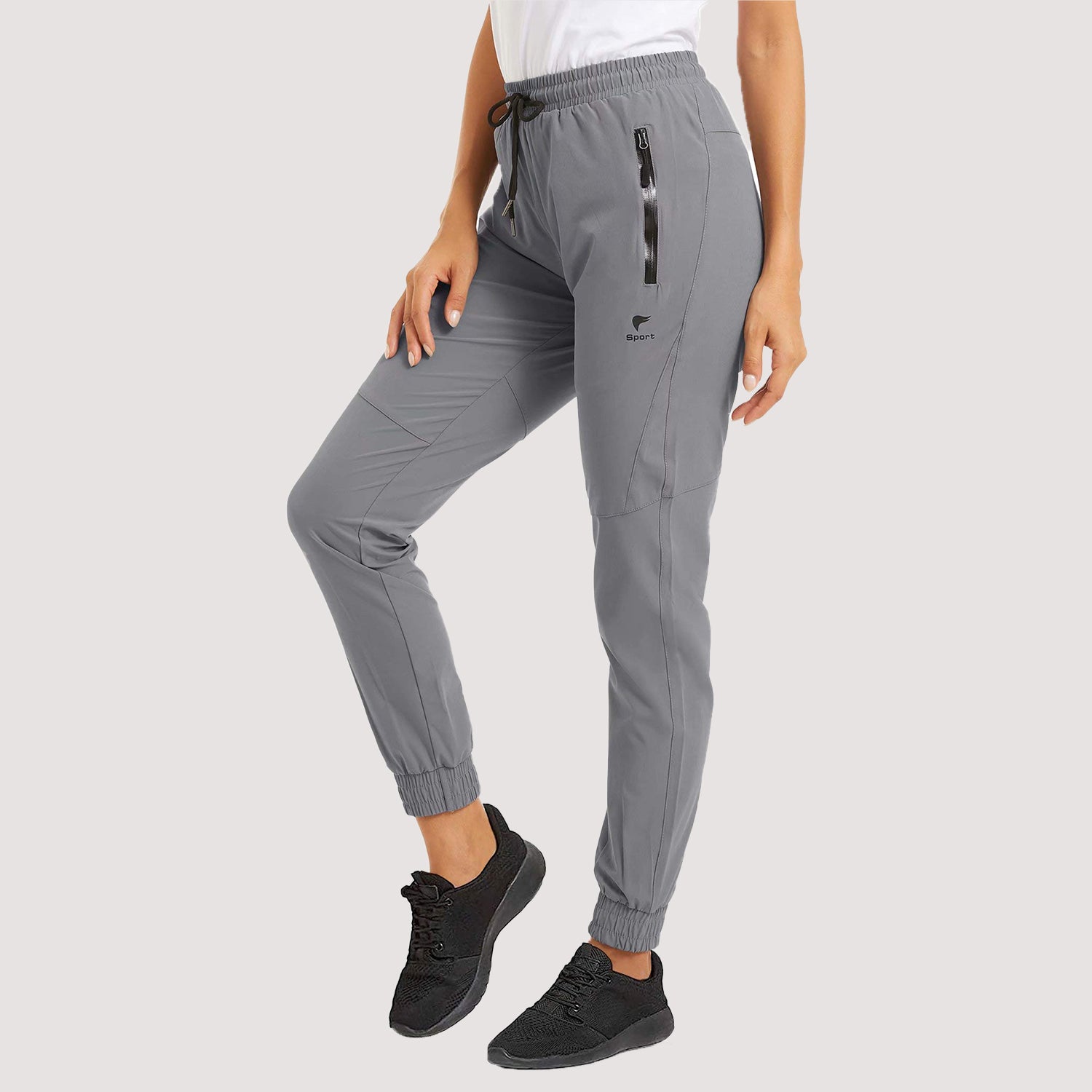 Women's Quick Dry Joggers Running Pants with 2 Zipper Pockets Sweatpants for Workout, Gym, Hiking