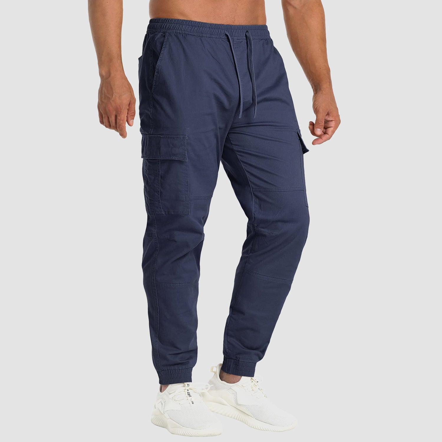 Men's Cargo Pants Elastic Waist Hiking Ripstop Outdoor Casual Fishing Pant with 5 Pockets