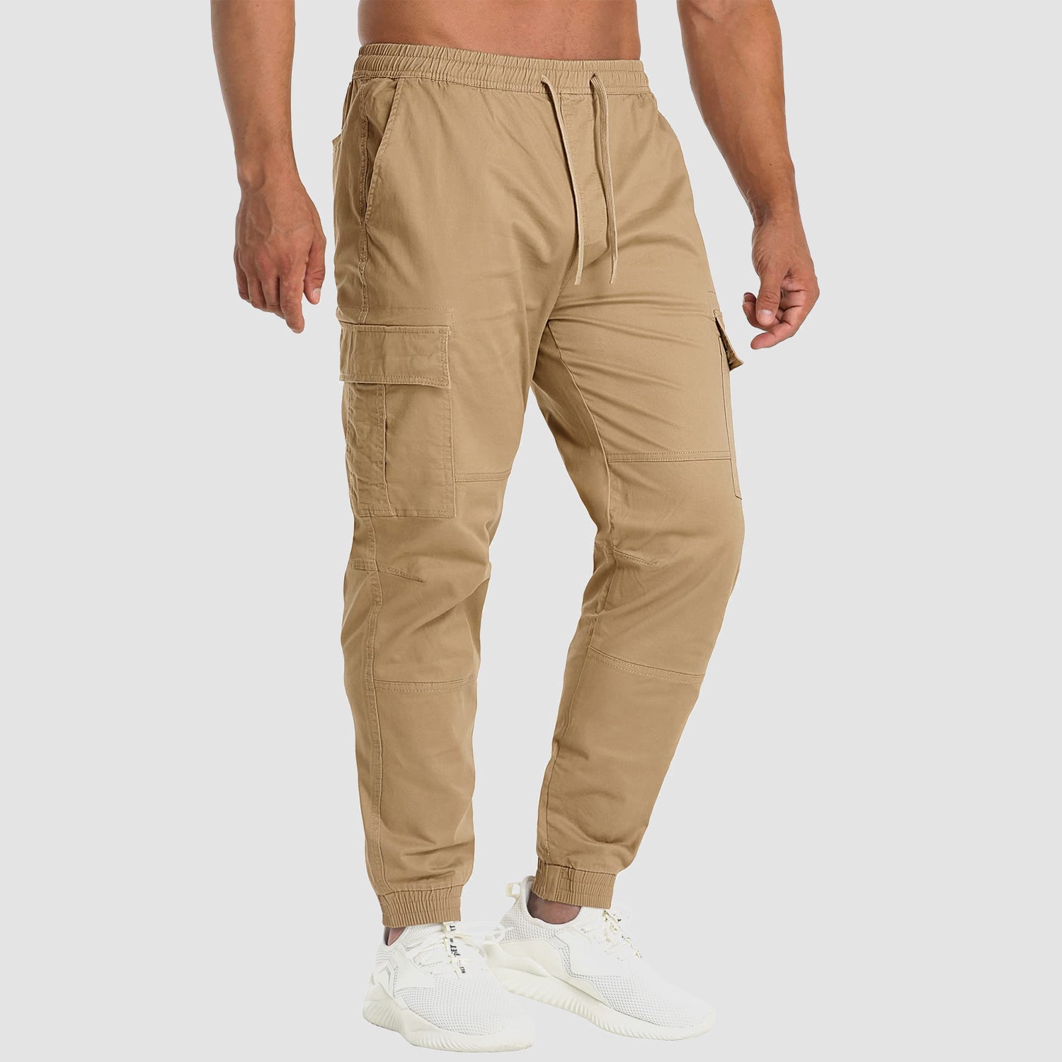 Men's Cargo Pants Elastic Waist Hiking Ripstop Outdoor Casual Fishing Pant with 5 Pockets