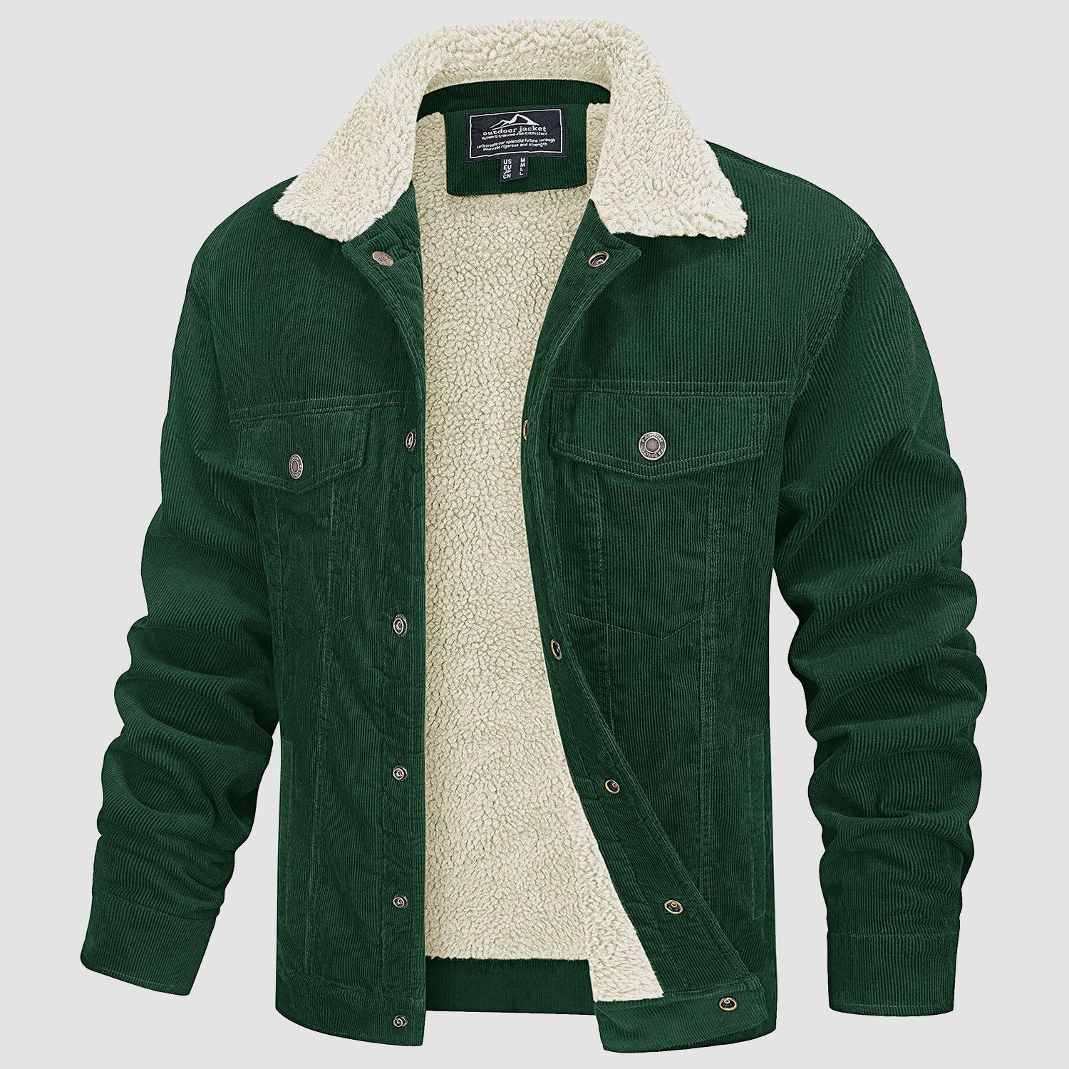 Men's Corduroy Jacket Sherpa Lined Cargo Jackets - MAGCOMSEN