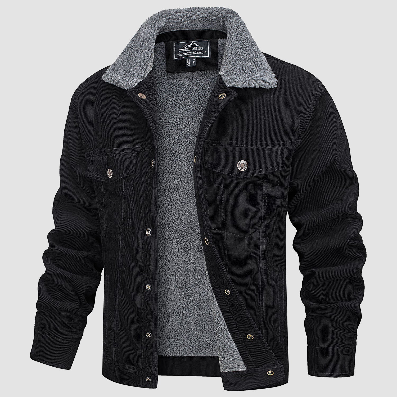 Men's Corduroy Jacket Sherpa Lined Cargo Jackets - MAGCOMSEN