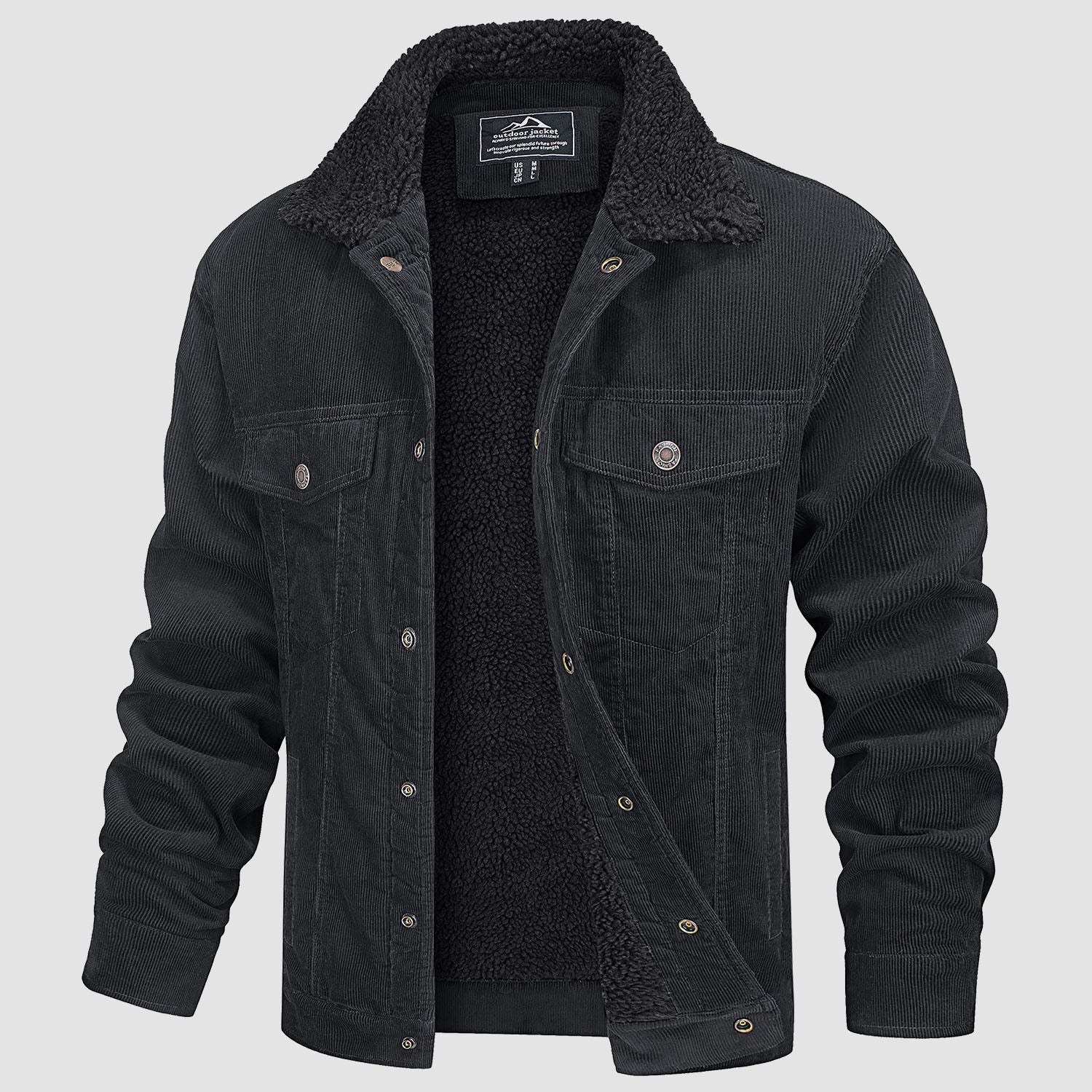 Men's Corduroy Jacket Sherpa Lined Cargo Jackets - MAGCOMSEN