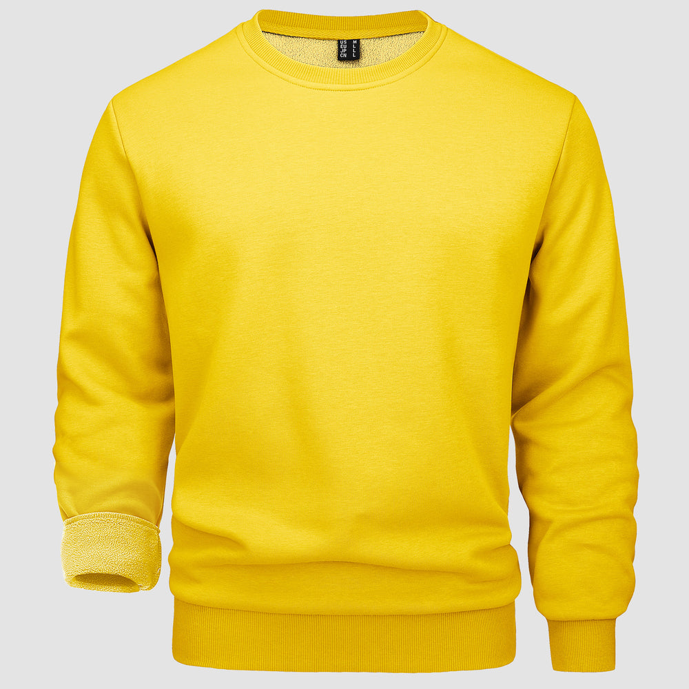 MAGCOMSEN men's yellow fleece crewneck sweatshirt for everyday casual wear