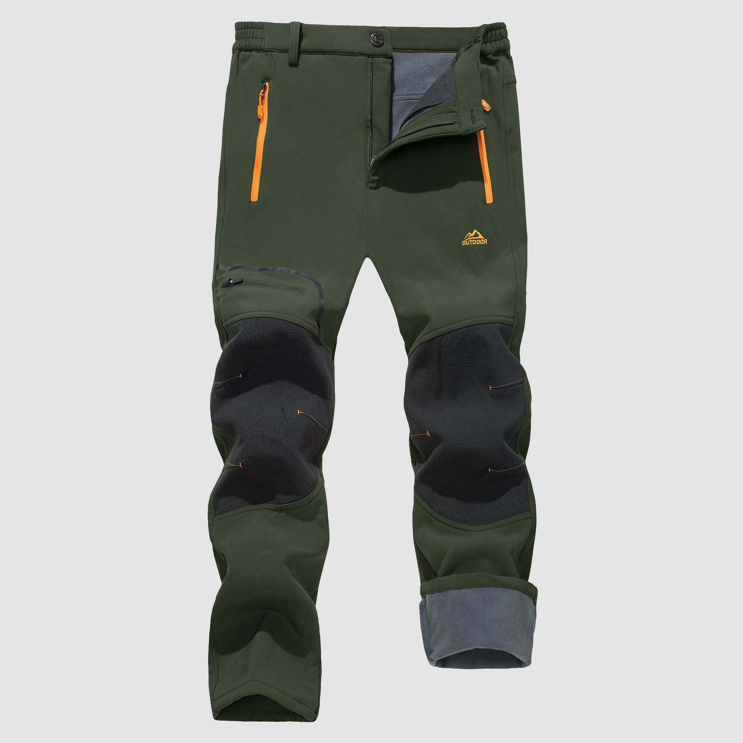 Men's Fleece Lined Softshell Pants with 4 Zipper Pockets Water Resistant Outdoor Hiking Skiing PantsMen's Fleece Lined Softshell Pants with 4 Zipper Pockets Water Resistant Outdoor Hiking Skiing Pants