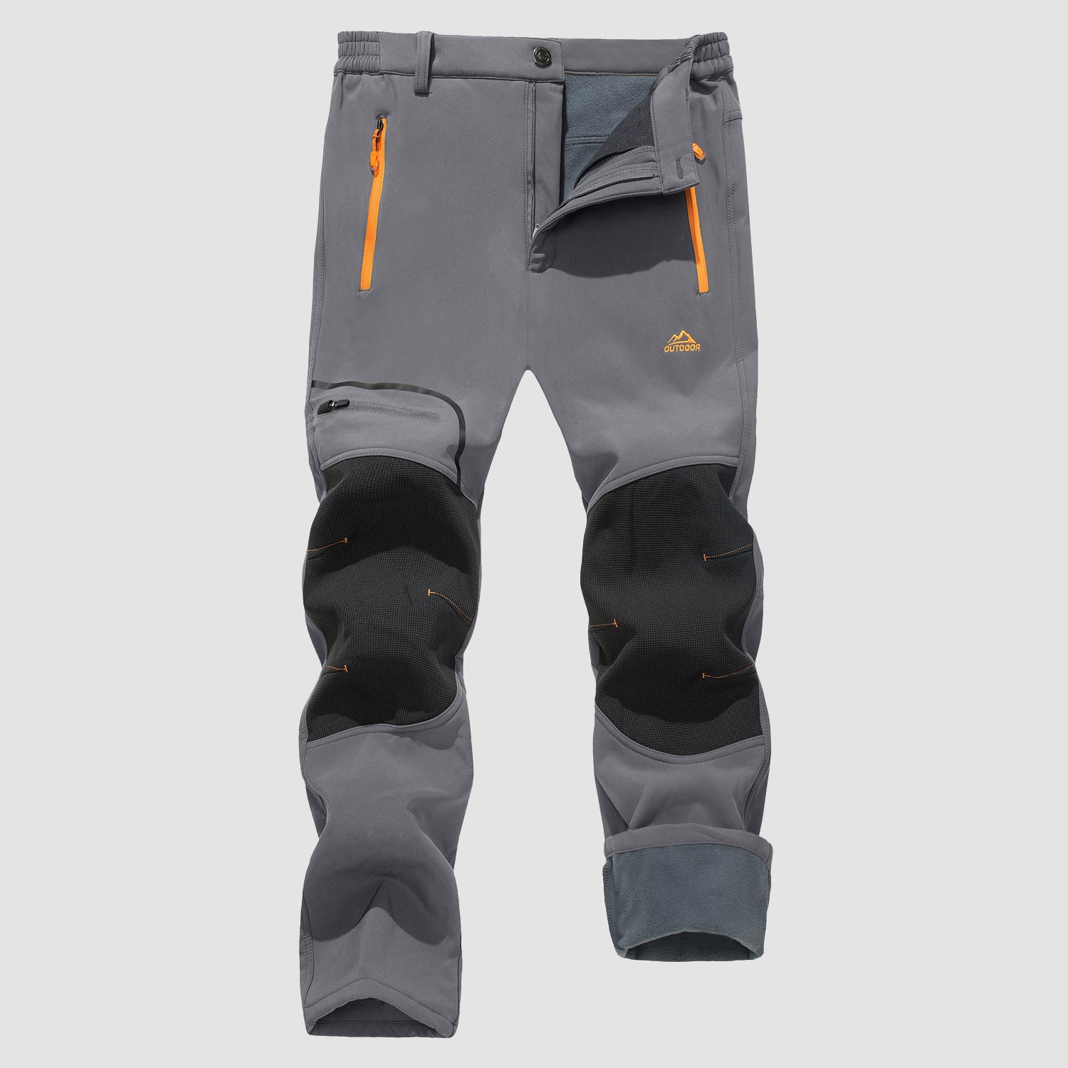 Men's Fleece Lined Softshell Pants with 4 Zipper Pockets Water Resistant Outdoor Hiking Skiing Pants