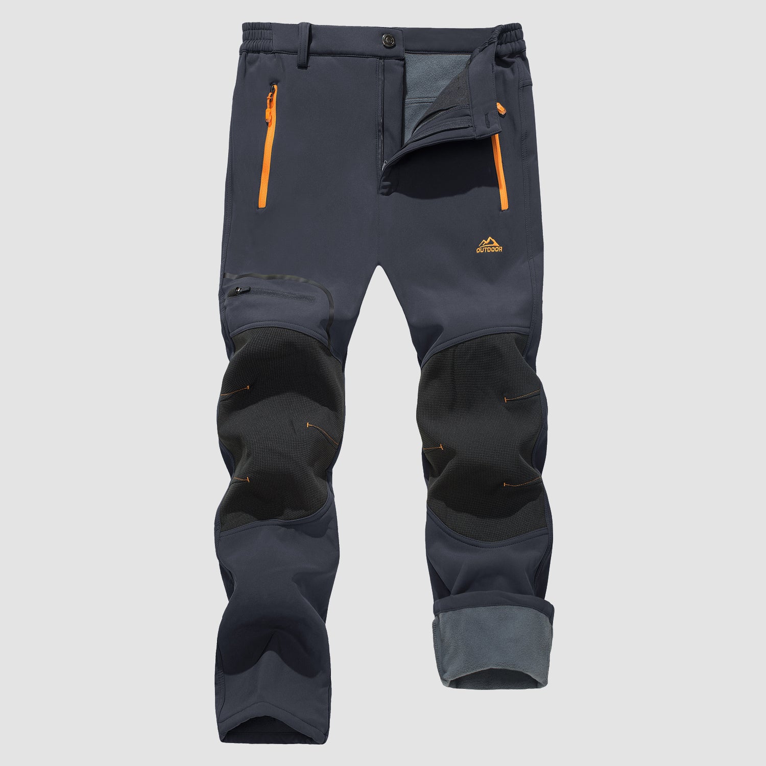 Men's Fleece Lined Softshell Pants with 4 Zipper Pockets Water Resistant Outdoor Hiking Skiing Pants