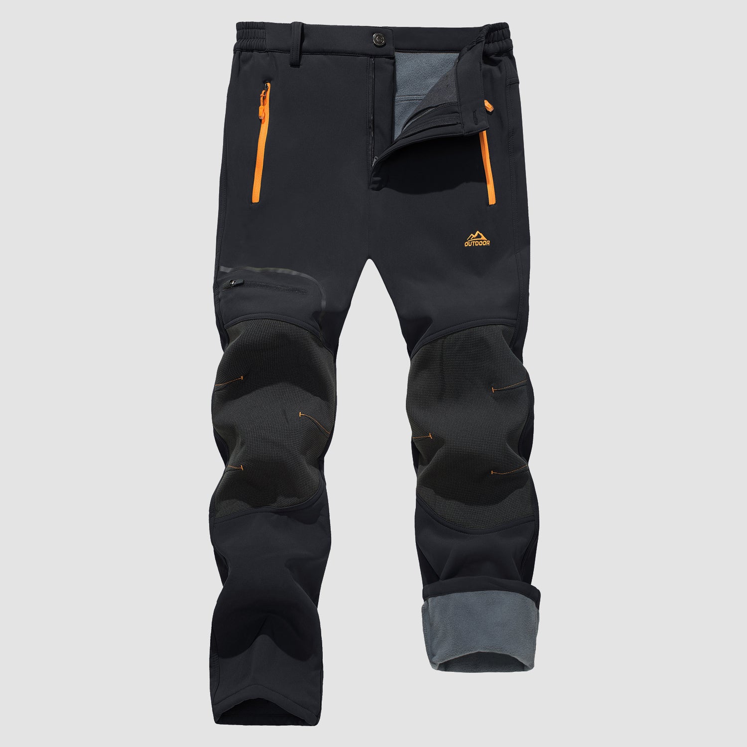 Men's Fleece Lined Softshell Pants with 4 Zipper Pockets Water Resistant Outdoor Hiking Skiing Pants