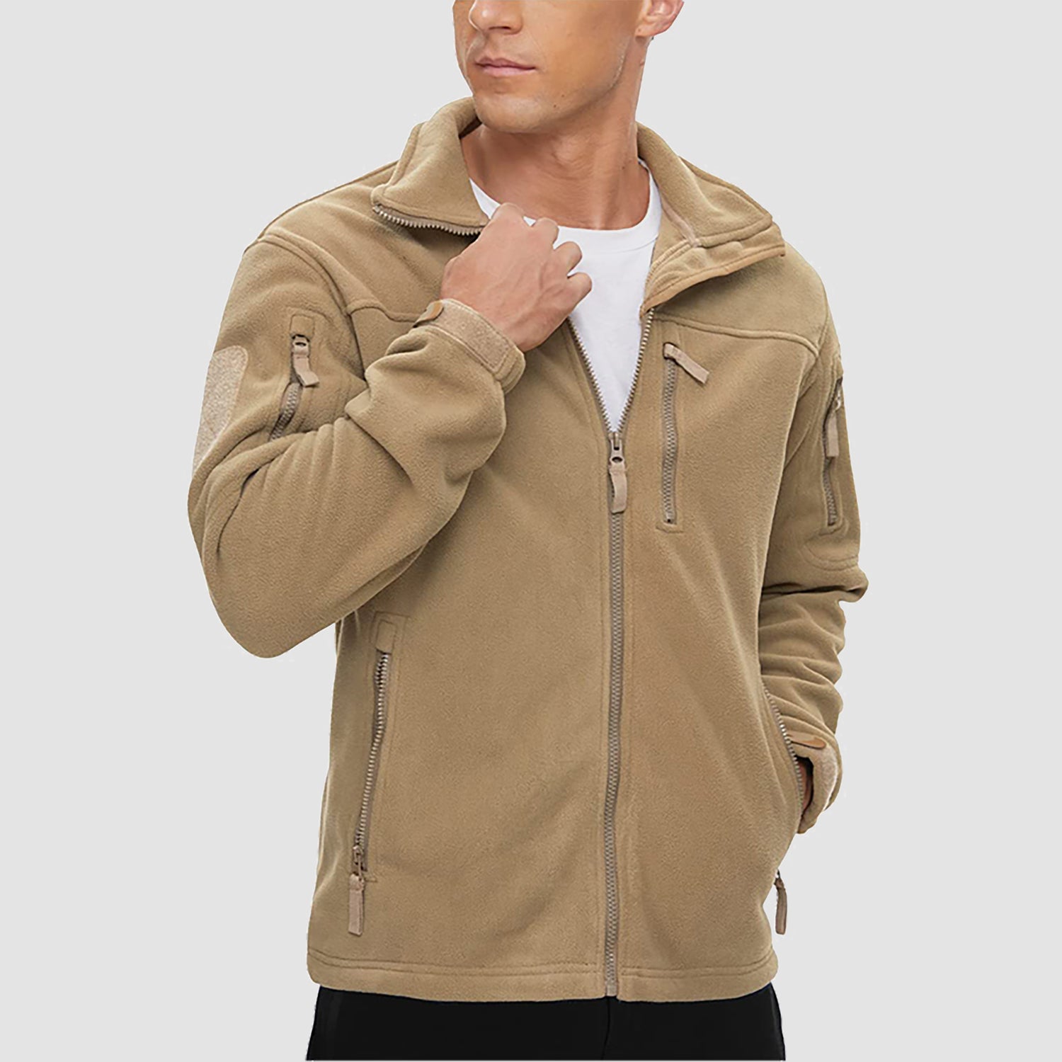 Men's Fleece Tactical Jacket Stand Collar Military Field Jackets - MAGCOMSEN