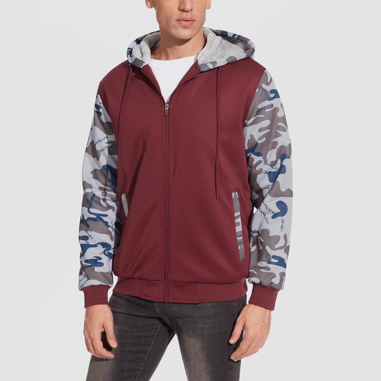 Men's Full Zip Hoodie Sherpa Lined Fleece Jacket Heavyweight Sweatshirts for Winter