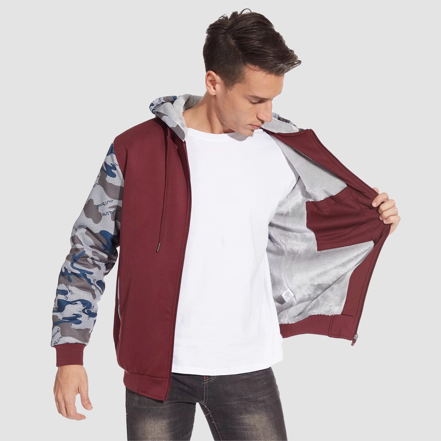 Men's Full Zip Hoodie Sherpa Lined Fleece Jacket Heavyweight Sweatshirts for Winter
