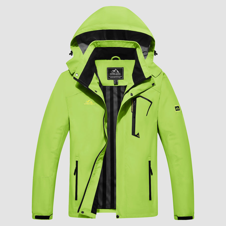 Men's Lightweight Rain Jacket with Detachable Hood for Hiking