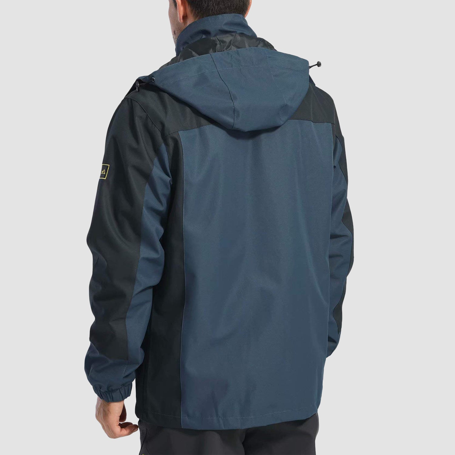 Men's Hooded Windproof Water Resistant Rain Jacket Windbreaker 5 Pockets for Hiking Fishing