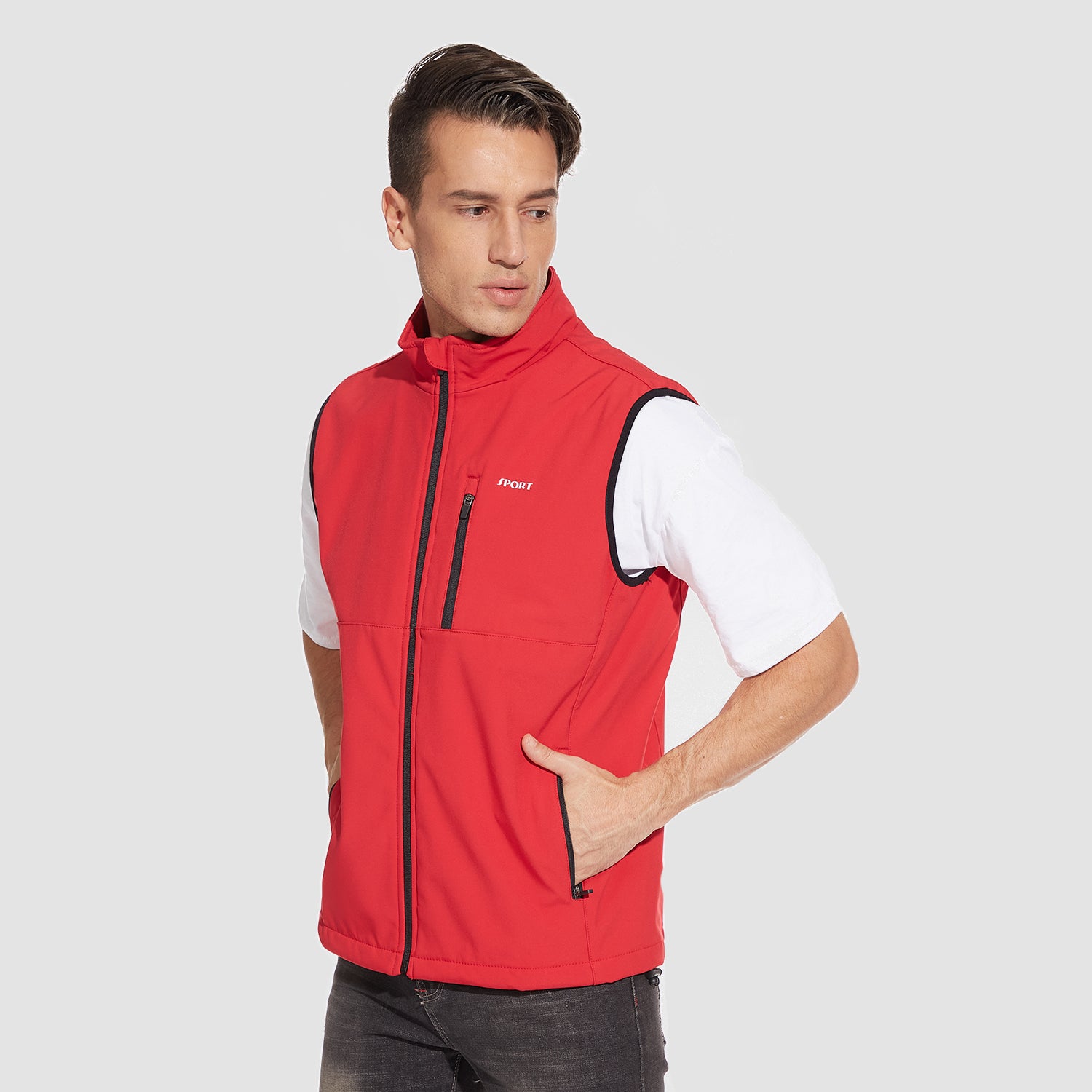 Men's Lightweight Vest Windproof Sleeveless Jacket Outdoor Hiking Camping Fishing Photography Gilet with Zip Pockets